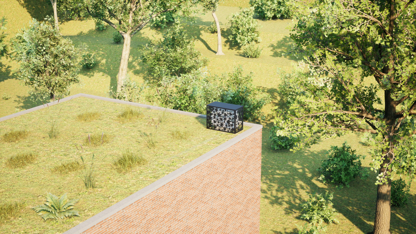 Design airco ombouw Evergreen met bladerenmotief