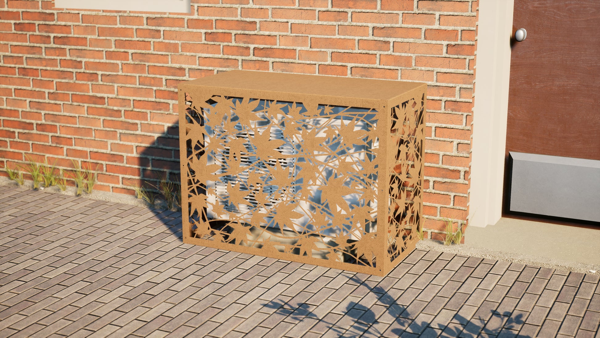 Design airco ombouw Evergreen met bladerenmotief