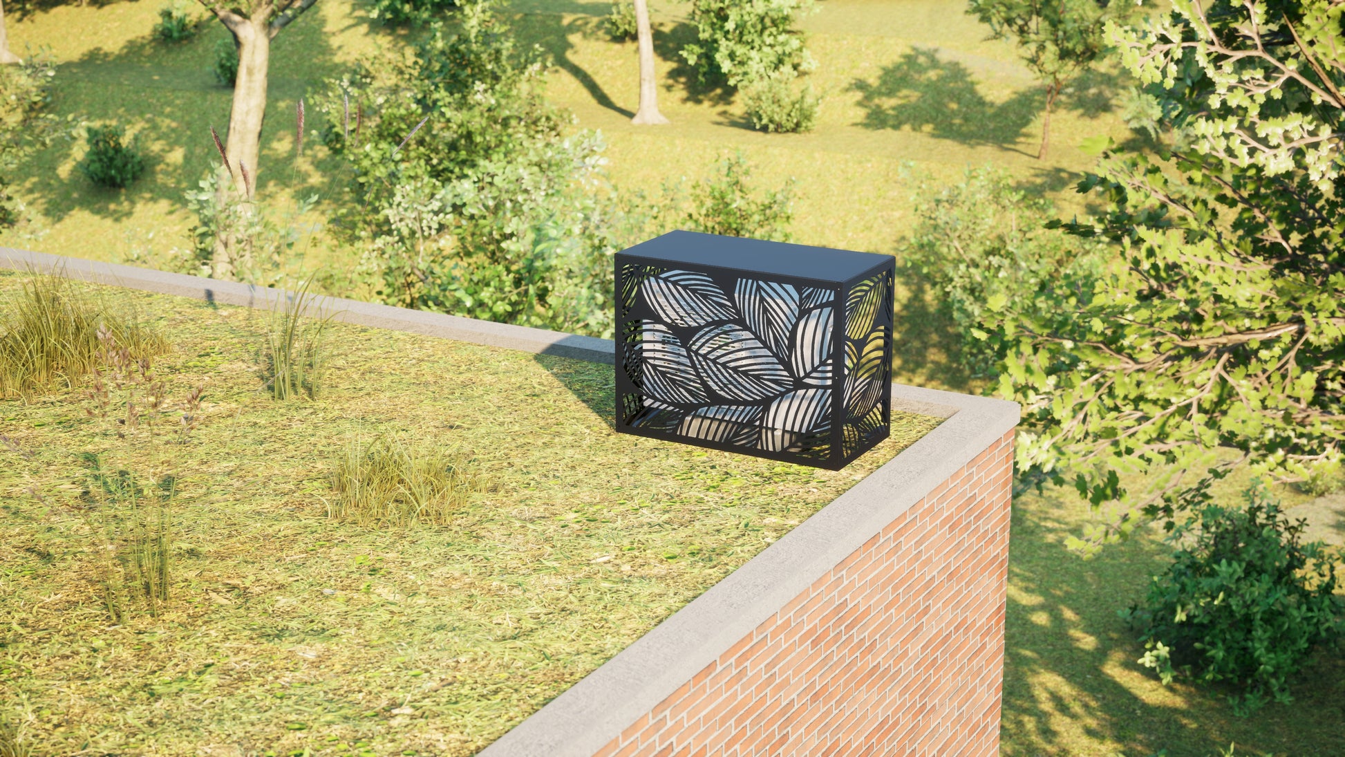 Design airco ombouw Tropical met bladerenmotief